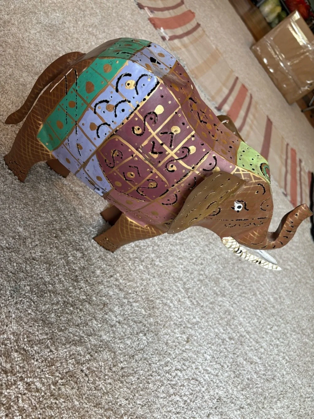 Pier 1 Imports India Metal Decorated Metal Elephant Tea Candle Holder Lantern